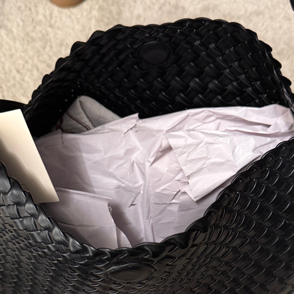 Rachel Zoe Black Woven Tote with Pouch - Picture 3 of 5